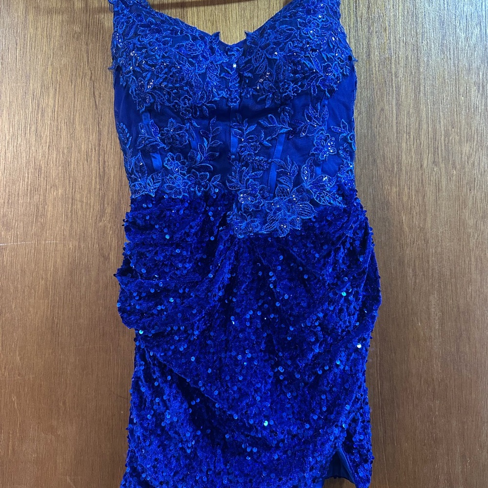 Elegant Blue Sequin Dress